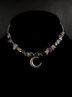 Moonstone amethyst and hematite choker