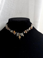 Witchy moonstone tiger eye and hematite choker
