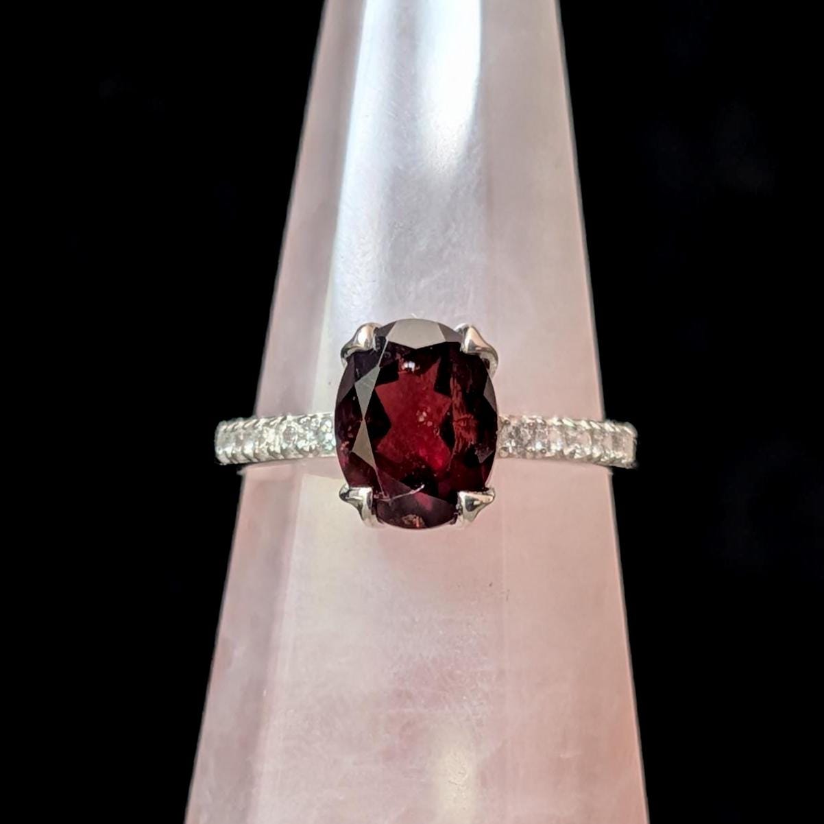Gothic garnet and white topaz ring size 7 | 925 sterling silver *Seconds*