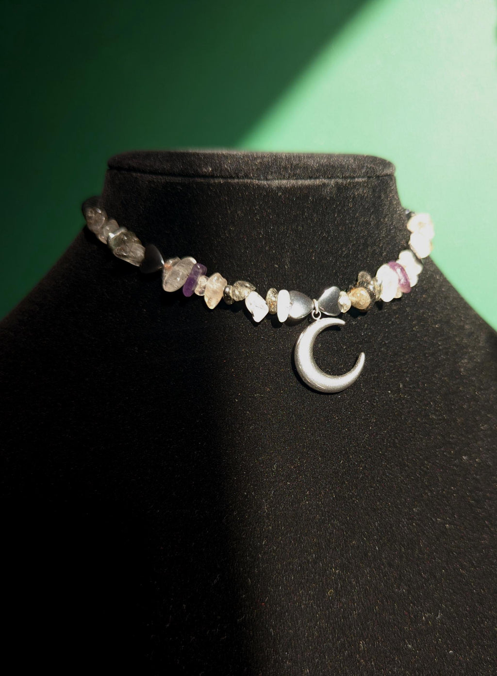 Moonstone amethyst and hematite choker
