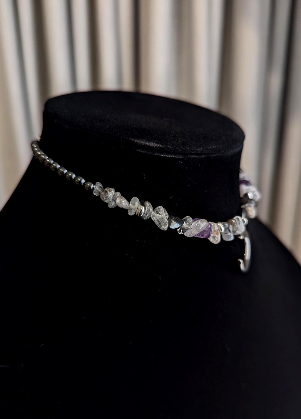 Moonstone amethyst and hematite choker