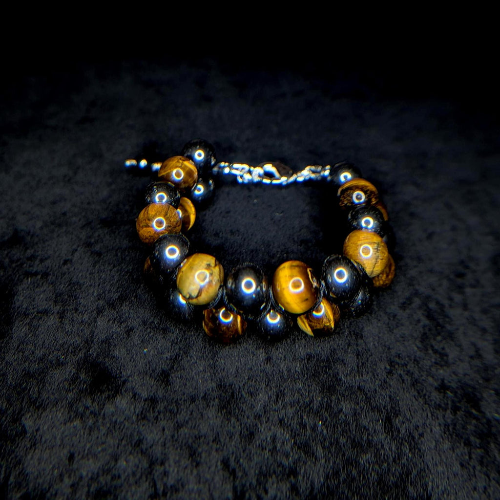 Tiger eye and hematite double row bracelet