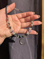 Moonstone amethyst and hematite choker