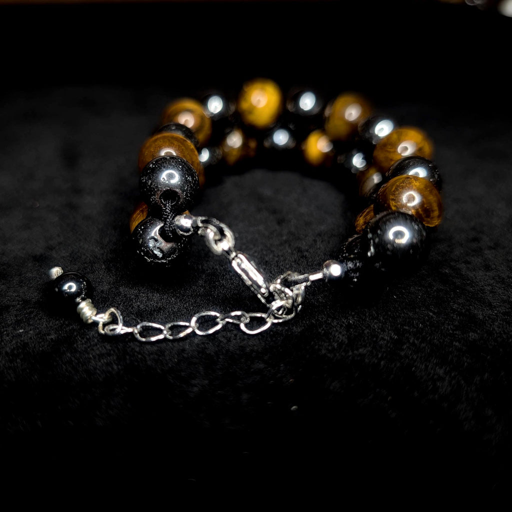 Tiger eye and hematite double row bracelet