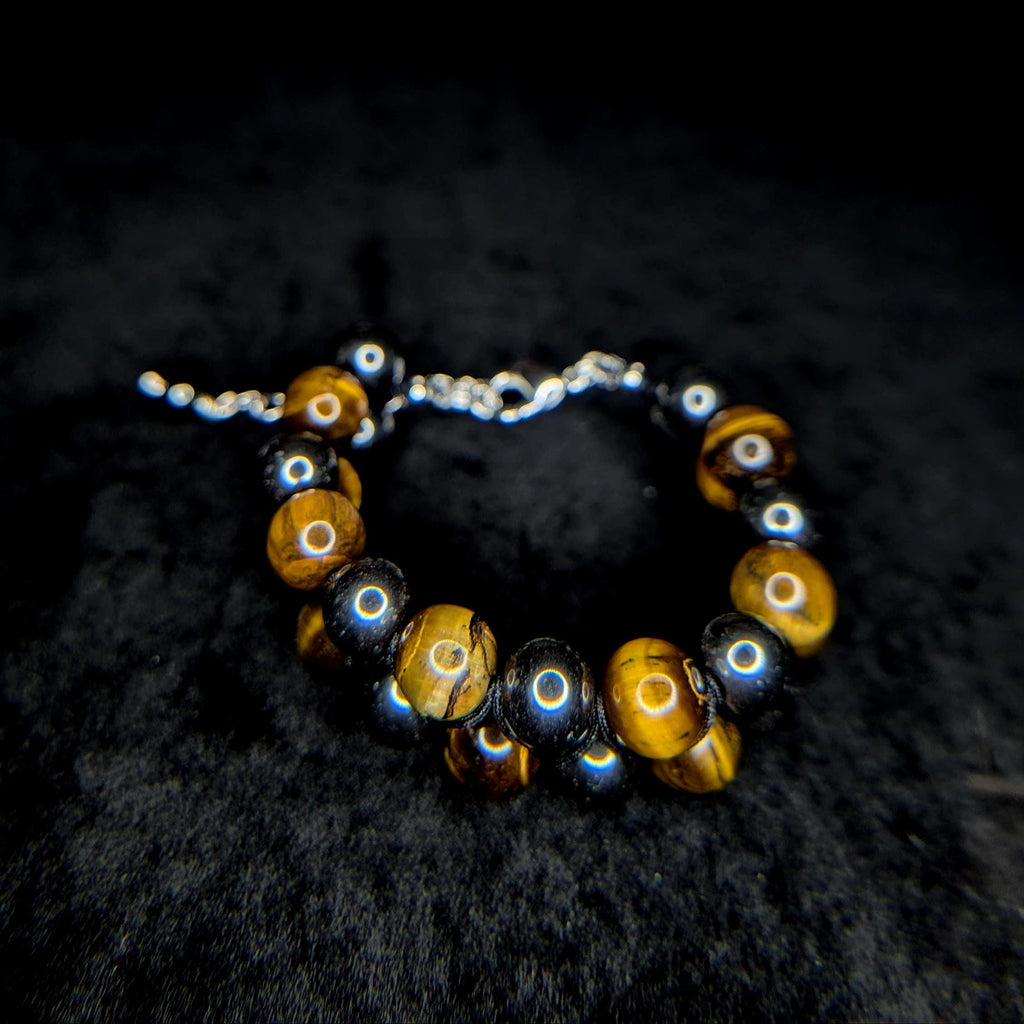 Tiger eye and hematite double row bracelet