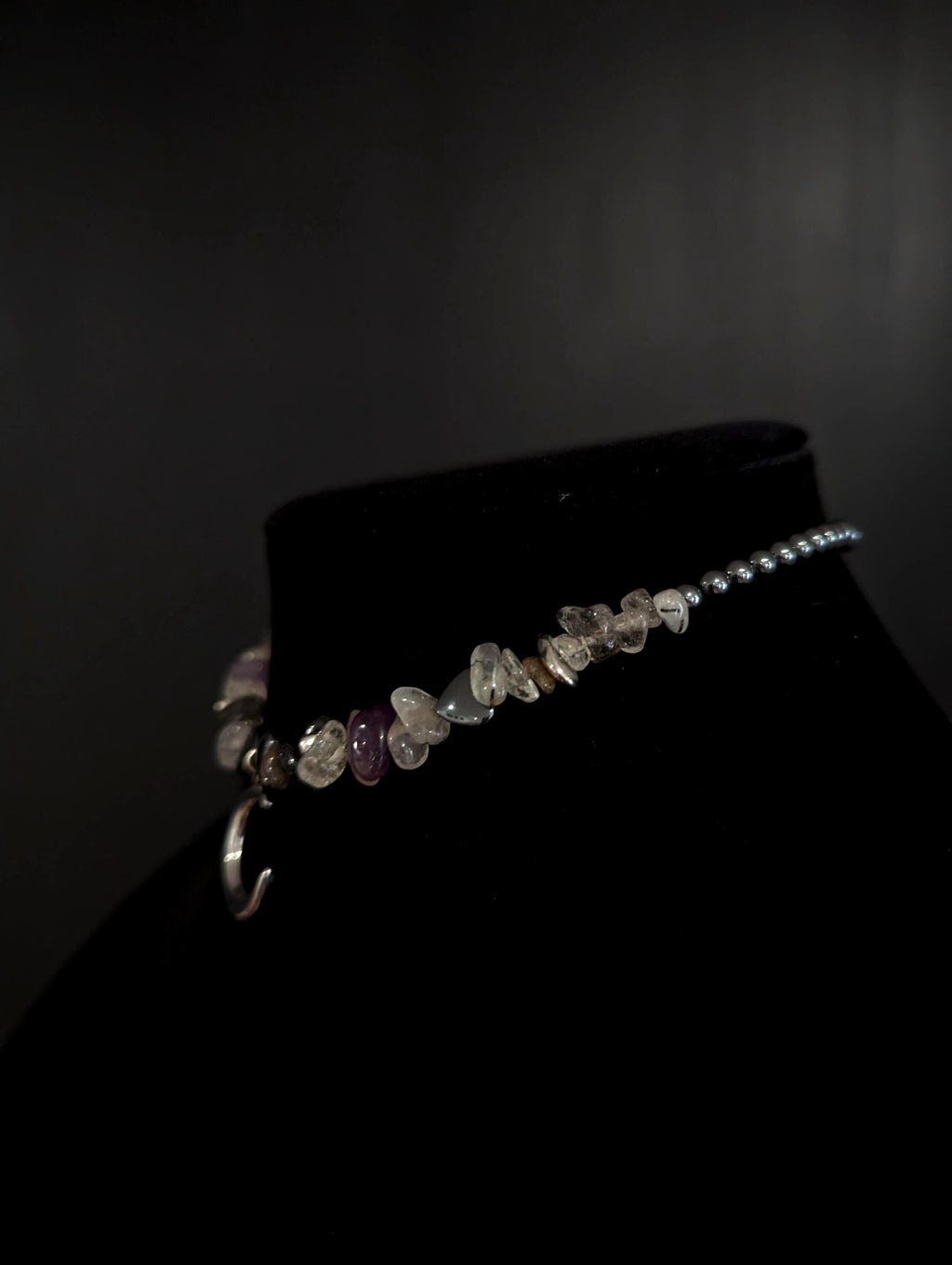 Moonstone amethyst and hematite choker