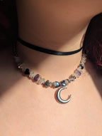 Moonstone amethyst and hematite choker