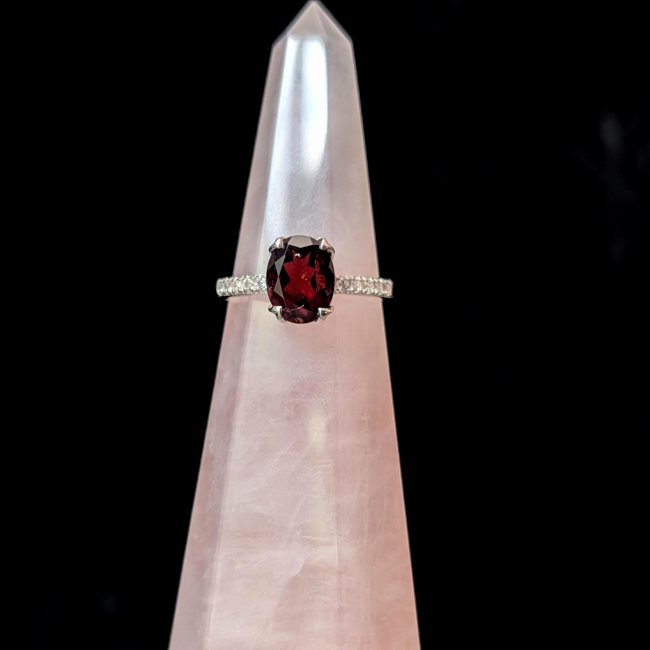Gothic garnet and white topaz ring size 7 | 925 sterling silver *Seconds*
