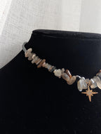 Witchy moonstone tiger eye and hematite choker