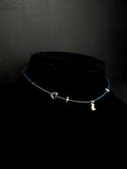 Hematite and blue glass bead celestial necklace