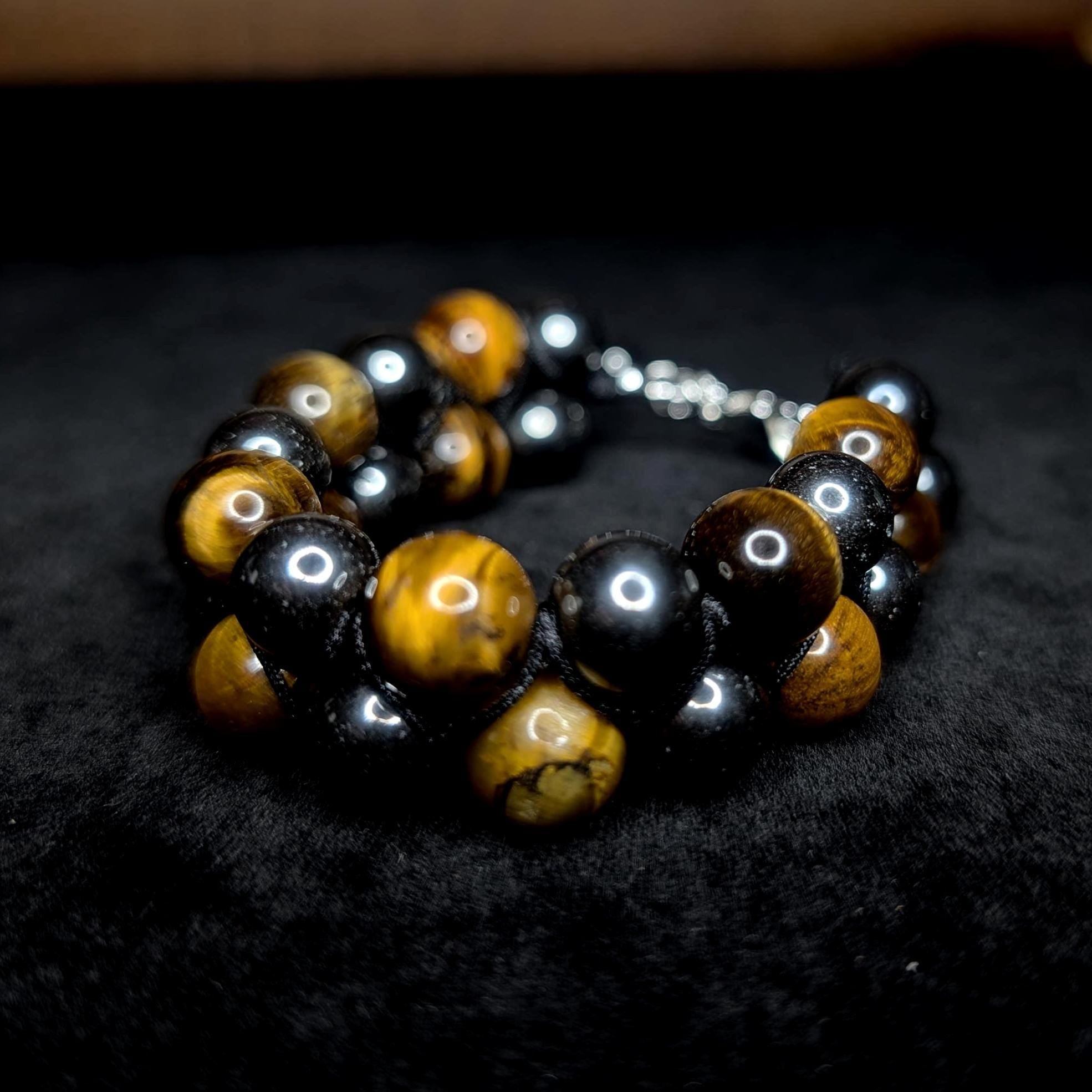 Tiger eye and hematite double row bracelet