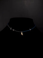 Hematite and blue glass bead celestial necklace
