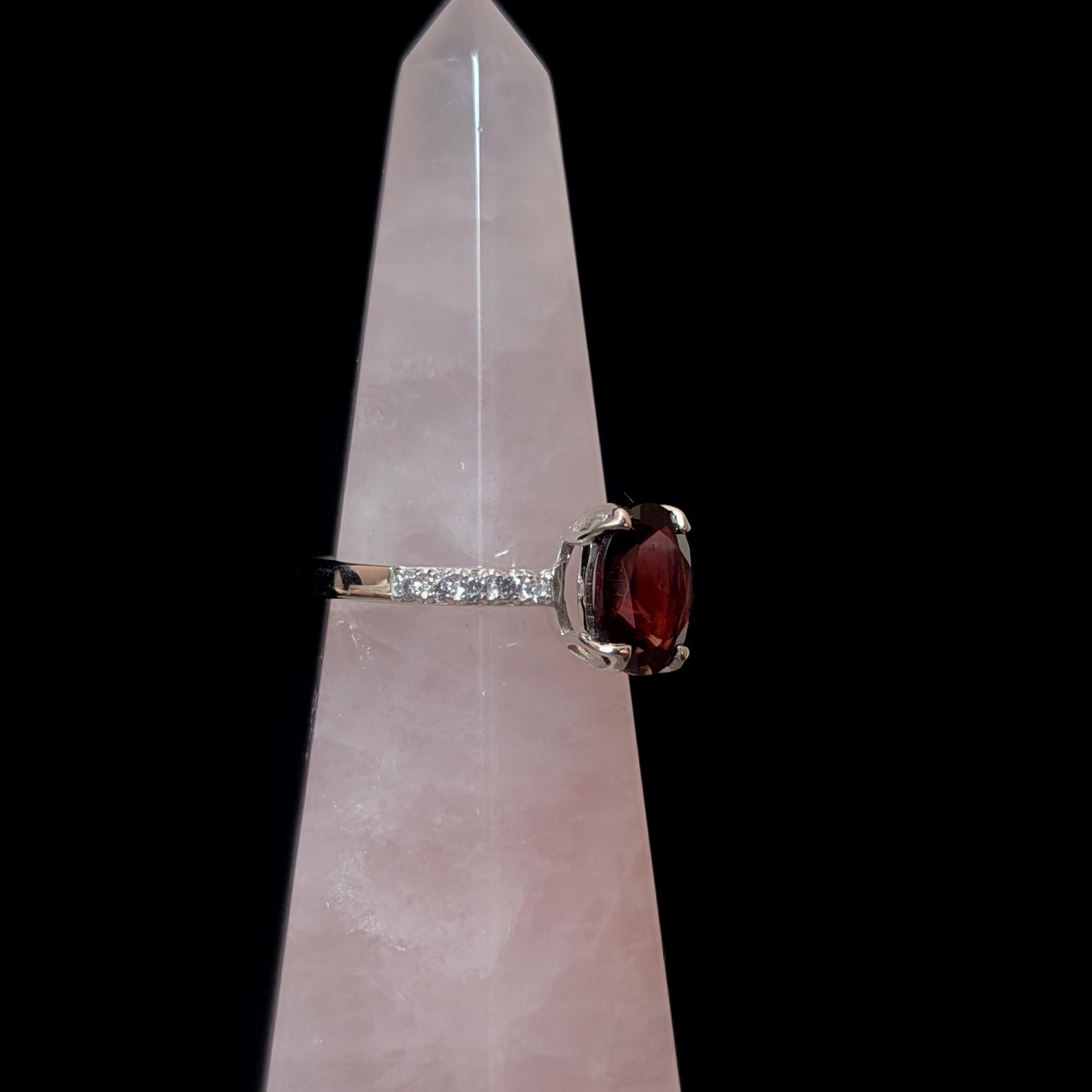 Gothic garnet and white topaz ring size 7 | 925 sterling silver *Seconds*