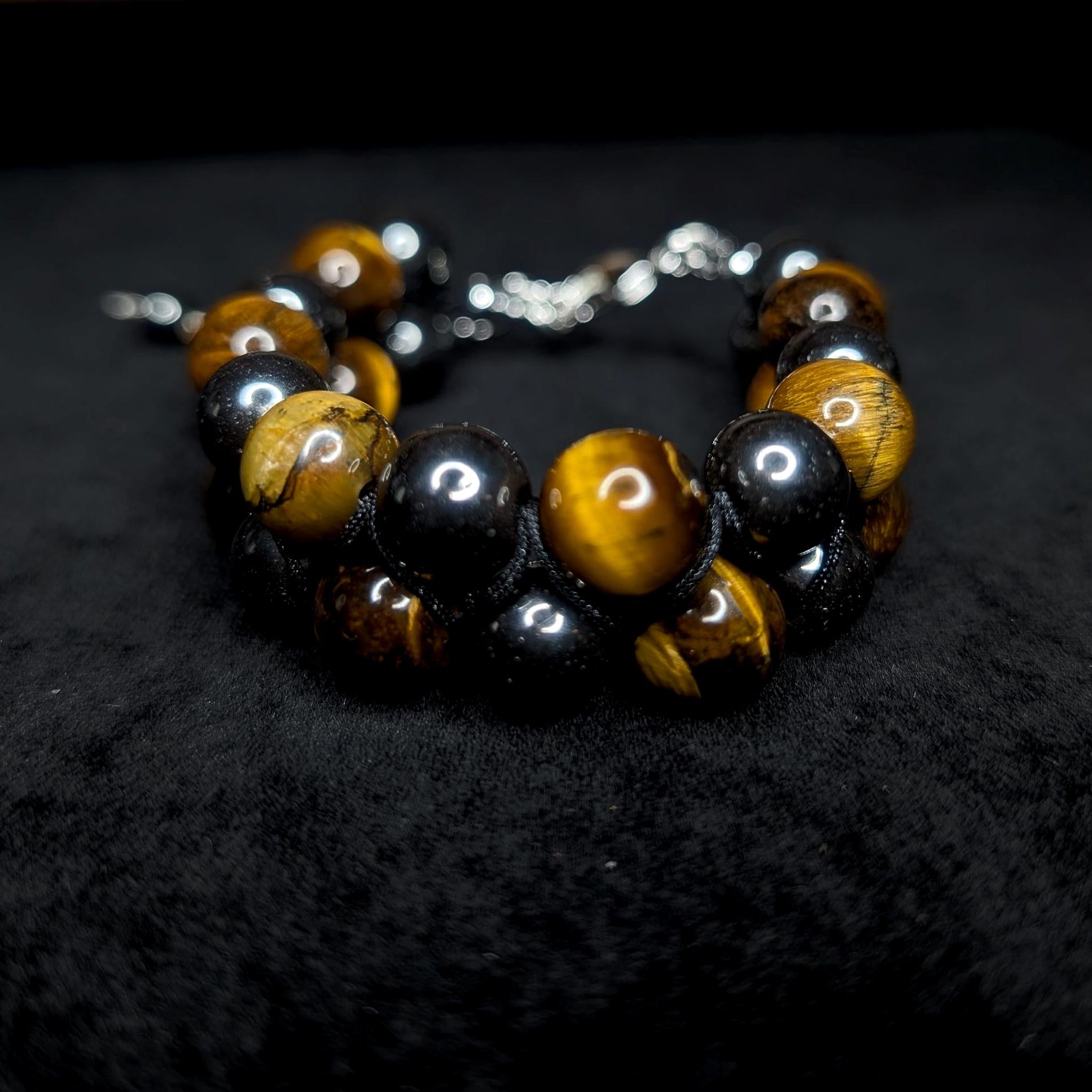 Tiger eye and hematite double row bracelet