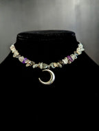Moonstone amethyst and hematite choker