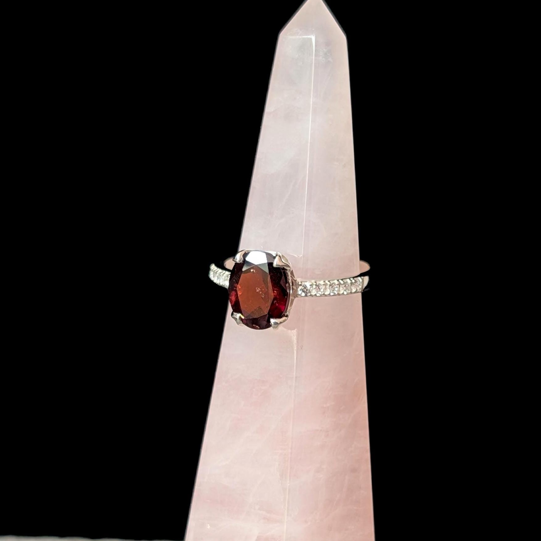 Gothic garnet and white topaz ring size 7 | 925 sterling silver *Seconds*