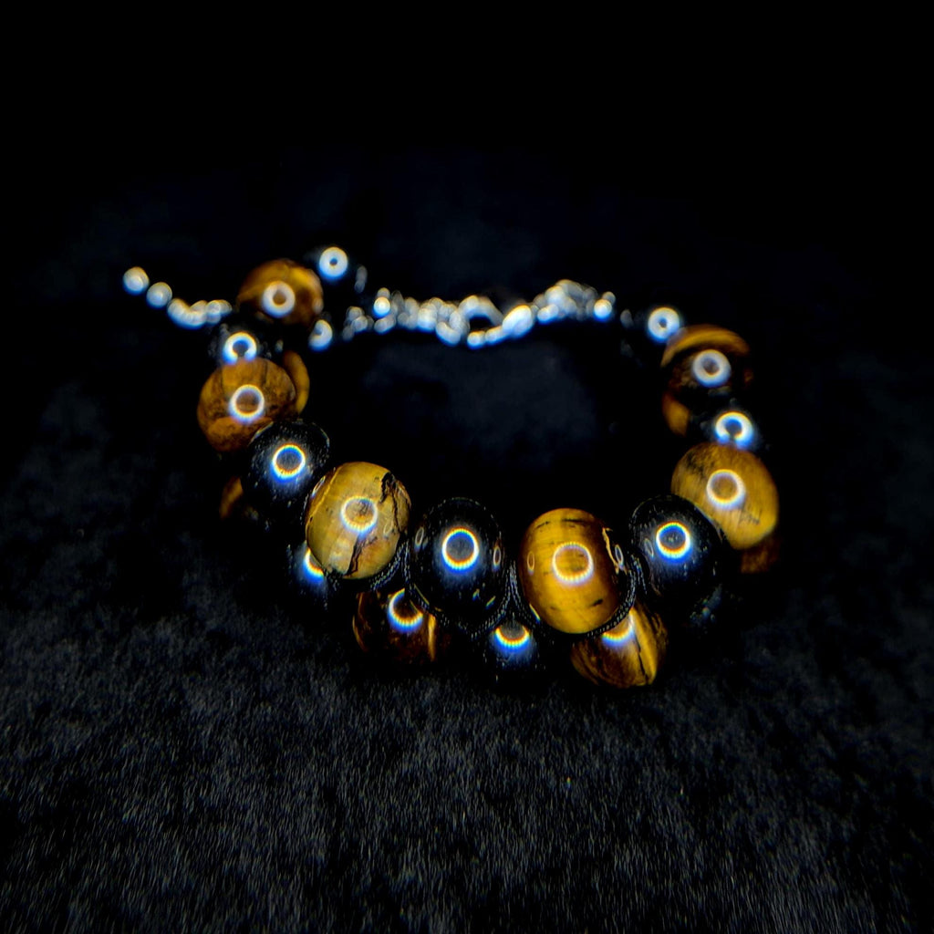 Tiger eye and hematite double row bracelet