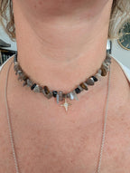 Witchy moonstone tiger eye and hematite choker