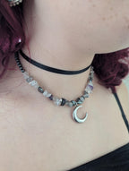 Moonstone amethyst and hematite choker