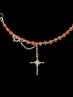 Cherry Quartz Multi-Style Necklace with a Cross Pendant | Adjustable