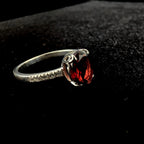 Large natural garnet and white topaz ring | 925 Sterling Silver