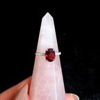 Large natural garnet and white topaz ring | 925 Sterling Silver