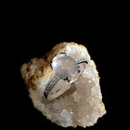 Large natural pink quartz and white topaz ring | 925 sterling silver