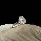 Large natural pink quartz and white topaz ring | 925 sterling silver