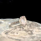 Large natural pink quartz and white topaz ring | 925 sterling silver