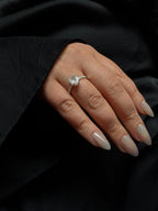 Large natural pink quartz and white topaz ring | 925 sterling silver