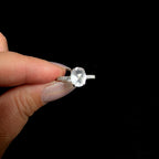 Large natural rainbow moonstone & white topaz ring | 925 Sterling Silver