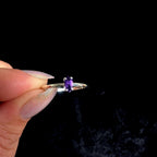Minimalist natural amethyst ring | 925 Sterling Silver