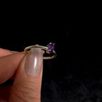 Minimalist natural amethyst ring | 925 Sterling Silver
