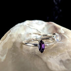Minimalist natural amethyst ring | 925 Sterling Silver