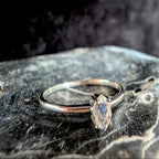 Natural rainbow moonstone minimalist ring | 925 sterling silver