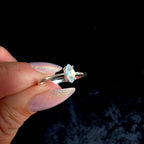 Natural rainbow moonstone minimalist ring | 925 sterling silver