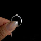 Natural rainbow moonstone minimalist ring | 925 sterling silver
