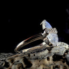 Marquise rainbow moonstone ring | 925 Sterling Silver