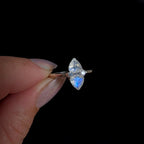 Marquise rainbow moonstone ring | 925 Sterling Silver
