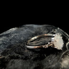 Oval rainbow moonstone and white topaz ring | 925 Sterling Silver