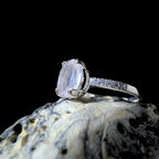 Large natural pink quartz and white topaz ring | 925 sterling silver