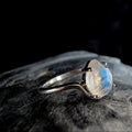 Pear cut rainbow moonstone ring | 925 Sterling Silver
