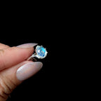 Pear cut rainbow moonstone ring | 925 Sterling Silver