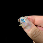 Minimalist natural blue topaz ring | 925 Sterling Silver