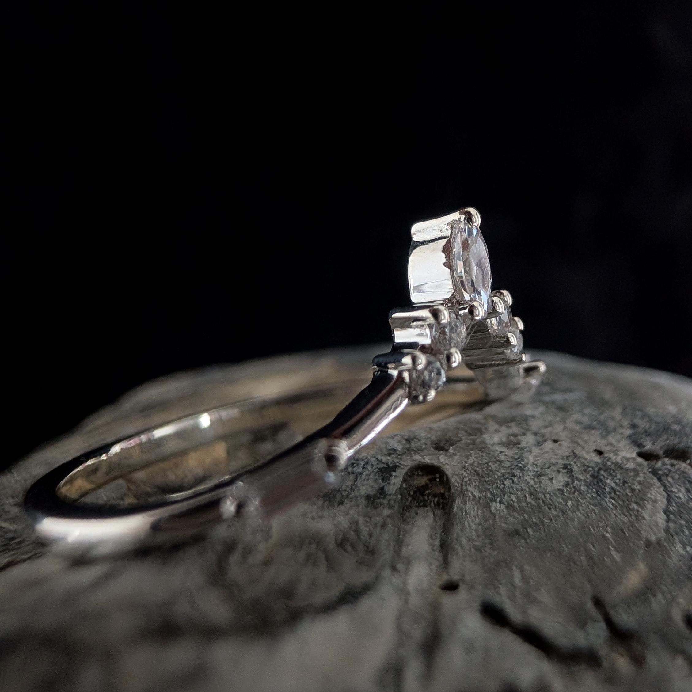 White topaz stacking enhancer ring | 925 Sterling Silver