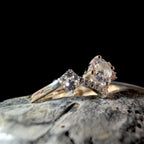 Statement rainbow moonstone & white topaz ring | 925 Sterling Silver