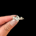 Statement rainbow moonstone & white topaz ring | 925 Sterling Silver
