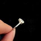Round rainbow moonstone and white topaz ring | 925 sterling silver