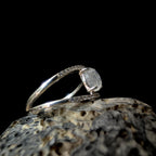 Double band rainbow moonstone & white topaz ring | 925 Sterling Silver