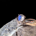 Statement rainbow moonstone & white topaz ring | 925 Sterling Silver